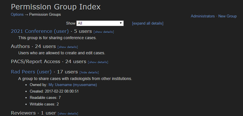 Groups index